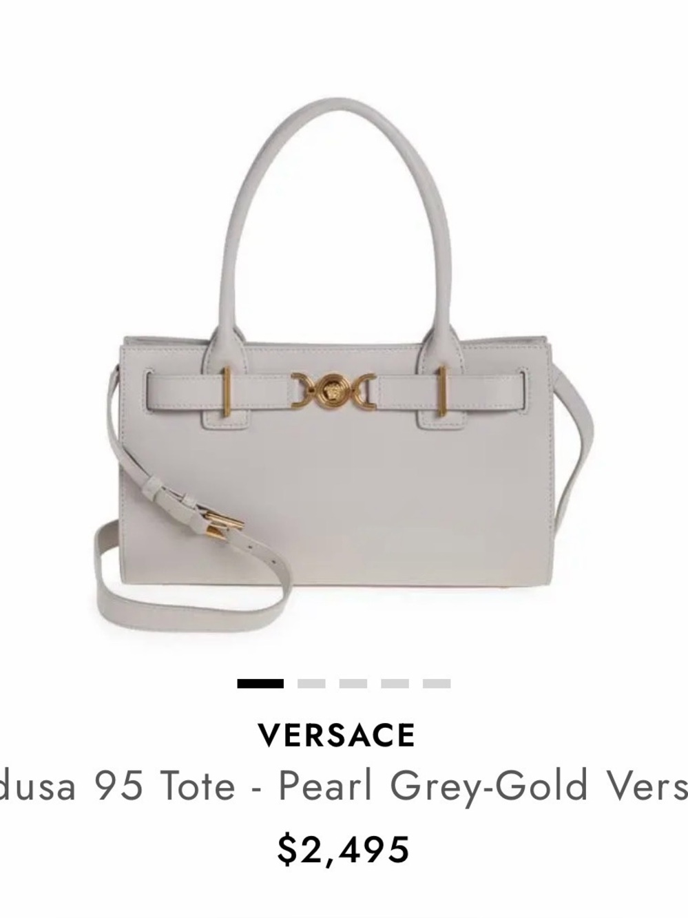 Versace Medusa 95 Pearl Grey Gold Tote - Picture 3 of 11